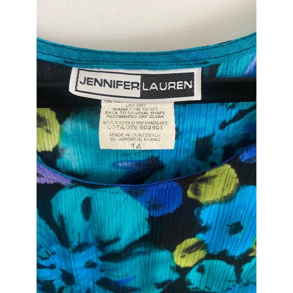 Jennifer Lauren Blue Purple Floral Sleeveless Crinkle Midi Dress Size 14 - Picture 3 of 7